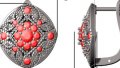 Серебряные серьги ALEXANDRE VASSILIEV с гранатами и марказитами Swarovski