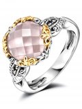 Серебряное кольцо ALEXANDRE VASSILIEV с розовым кварцем, марказитами Swarovski и позолотой