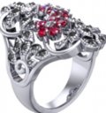 Серебряное кольцо ALEXANDRE VASSILIEV с гранатом и марказитами Swarovski