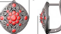 Серебряные серьги ALEXANDRE VASSILIEV с гранатами и марказитами Swarovski