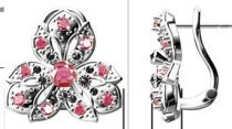 Серебряные серьги ALEXANDRE VASSILIEV с гранатами и марказитами Swarovski