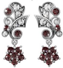 Серебряные серьги ALEXANDRE VASSILIEV с гранатами и марказитами Swarovski