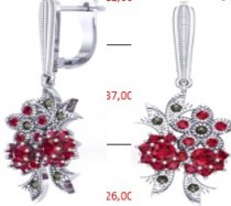 Серебряные серьги ALEXANDRE VASSILIEV с гранатами и марказитами Swarovski