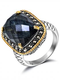 Серебряное кольцо ALEXANDRE VASSILIEV с лабрадоритом, горным хрусталем и позолотой