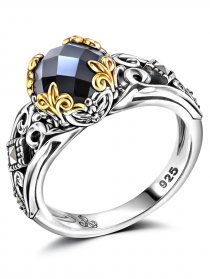 Серебряное кольцо ALEXANDRE VASSILIEV с гематитом, марказитами Swarovski и позолотой