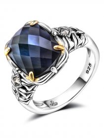 Серебряное кольцо ALEXANDRE VASSILIEV с лабрадоритом, горным хрусталем, марказитами и позолотой